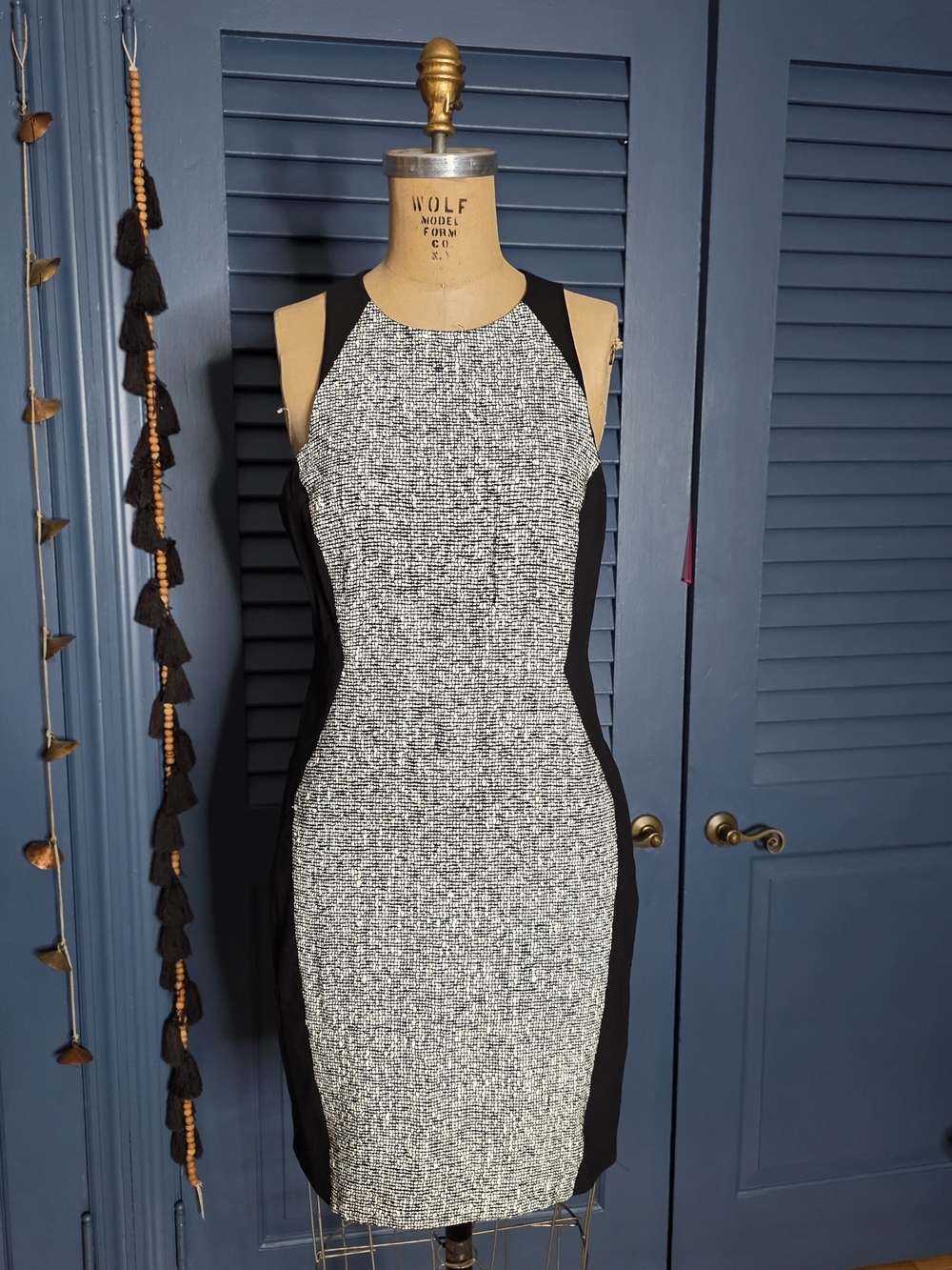 rag & bone Black and White Tweed Sheath Dress